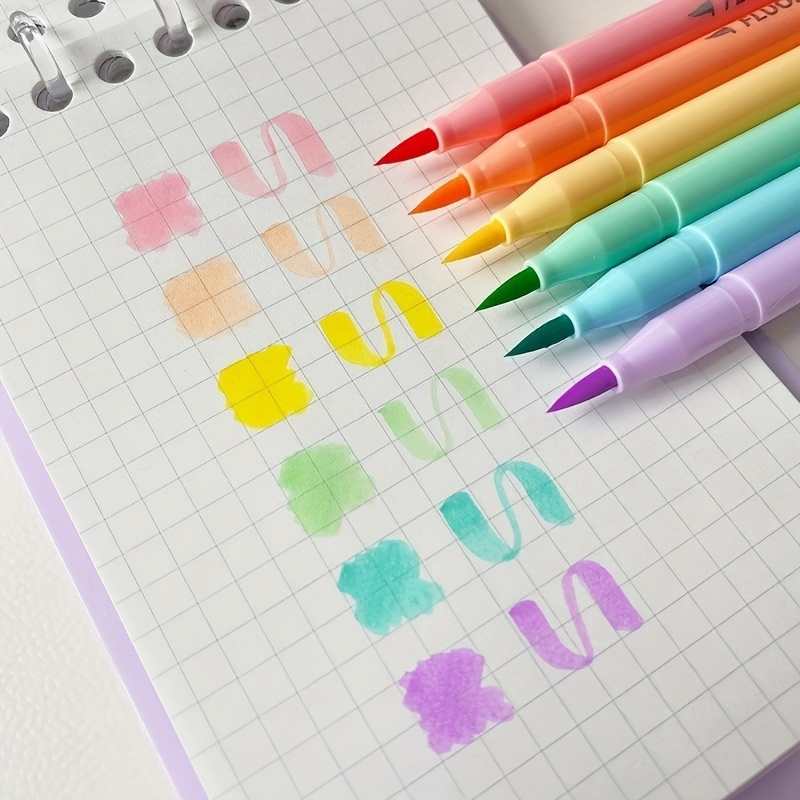 Pastel Highlighter Set Double Ended - 6 sztuk miękka szczotka fluorescencyjna zestaw