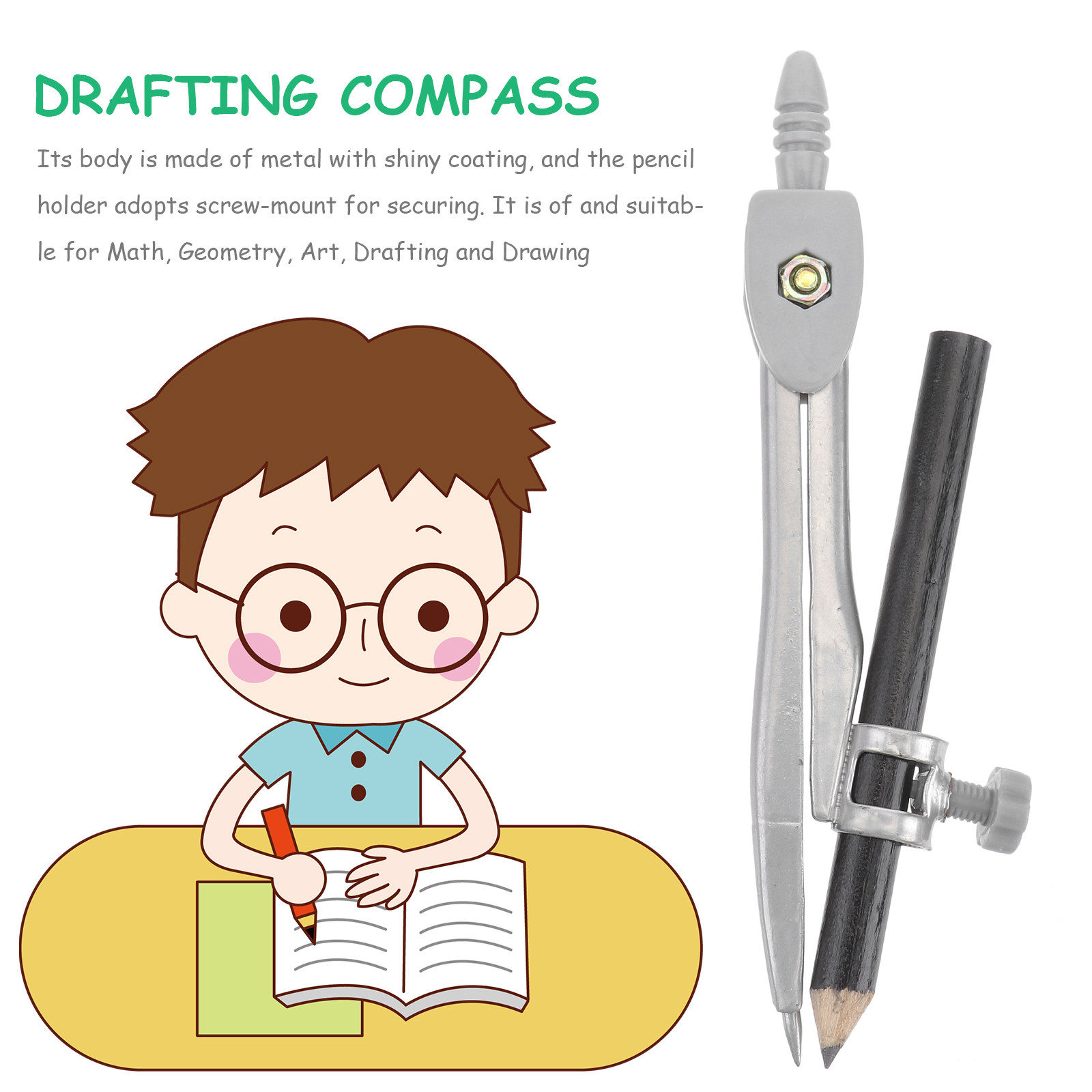 Profesjonalny kompas metalowy, – Math Geometry Set With Compass recenzja i cena